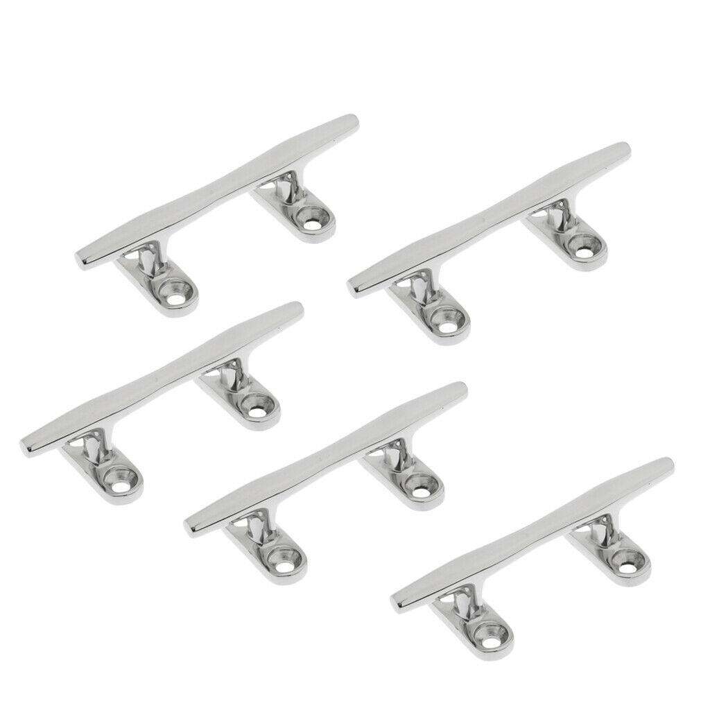 5pcs 4" Boat Dock Rope Line Cleat Marine 316 Stainless Steel Mooring Deck Cleat