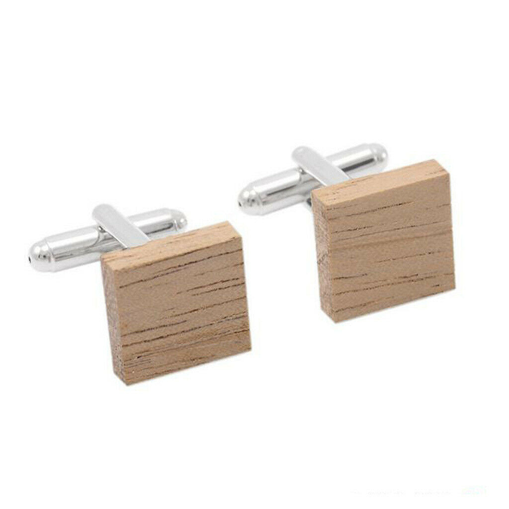 Men's Classic Wooden Square Cufflinks Wedding Party Favor Groom Cuff Link
