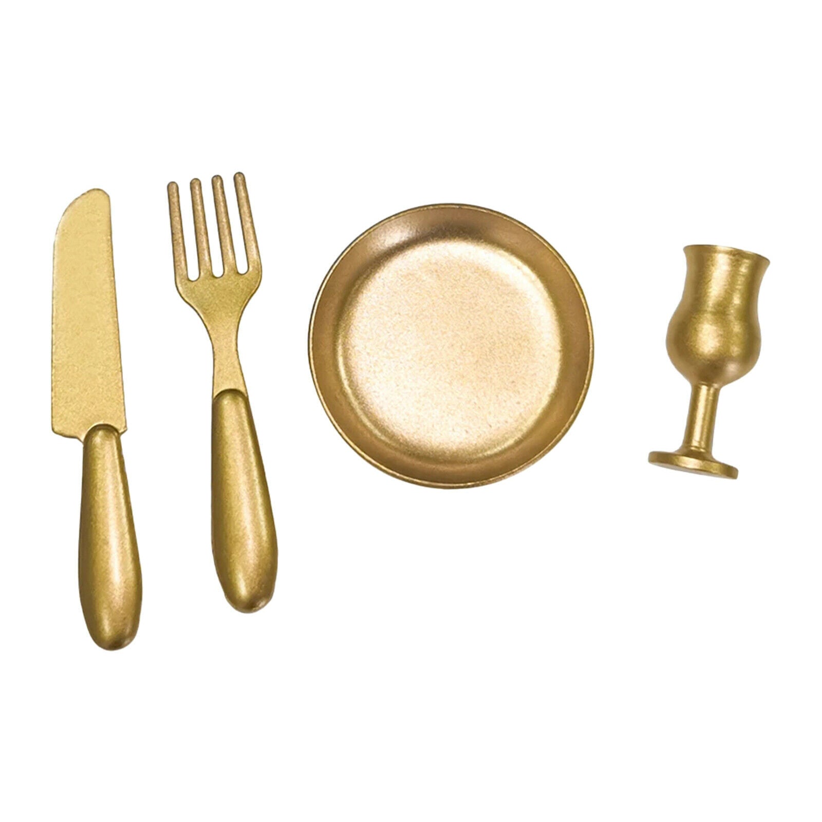 4Pcs 1/12 Scale Mini Plate Knives Fork Cup Tableware Set Furniture Decor