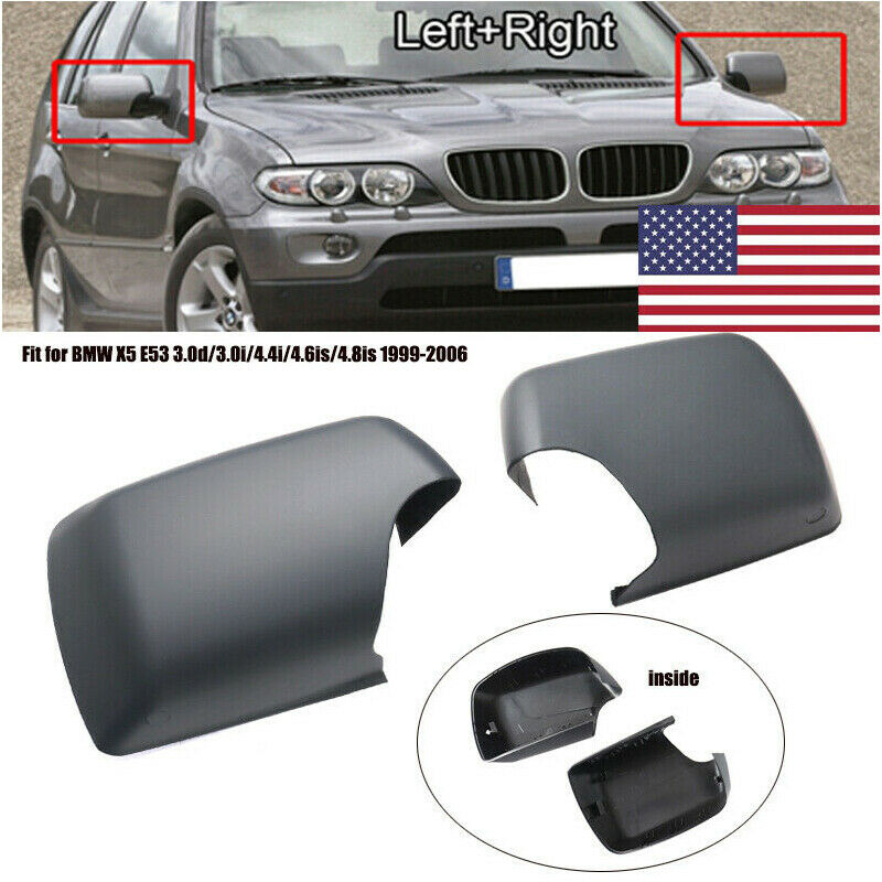 2PCS  Door Rear View Mirror Cover Cap Trim Driver+Passenger For BMW X5 2000-2006