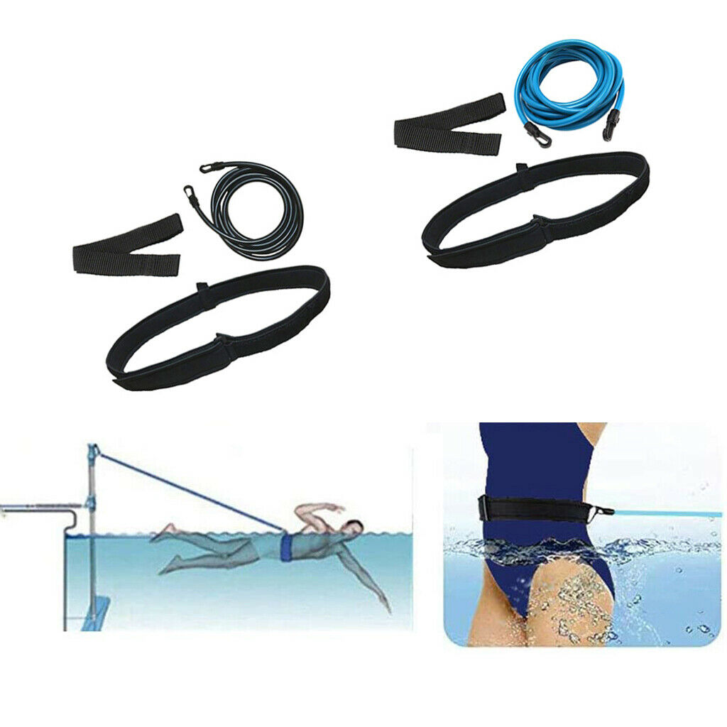 2 Set Swim Bungee Training Belt Strap Tether Harness Pool Training Tool