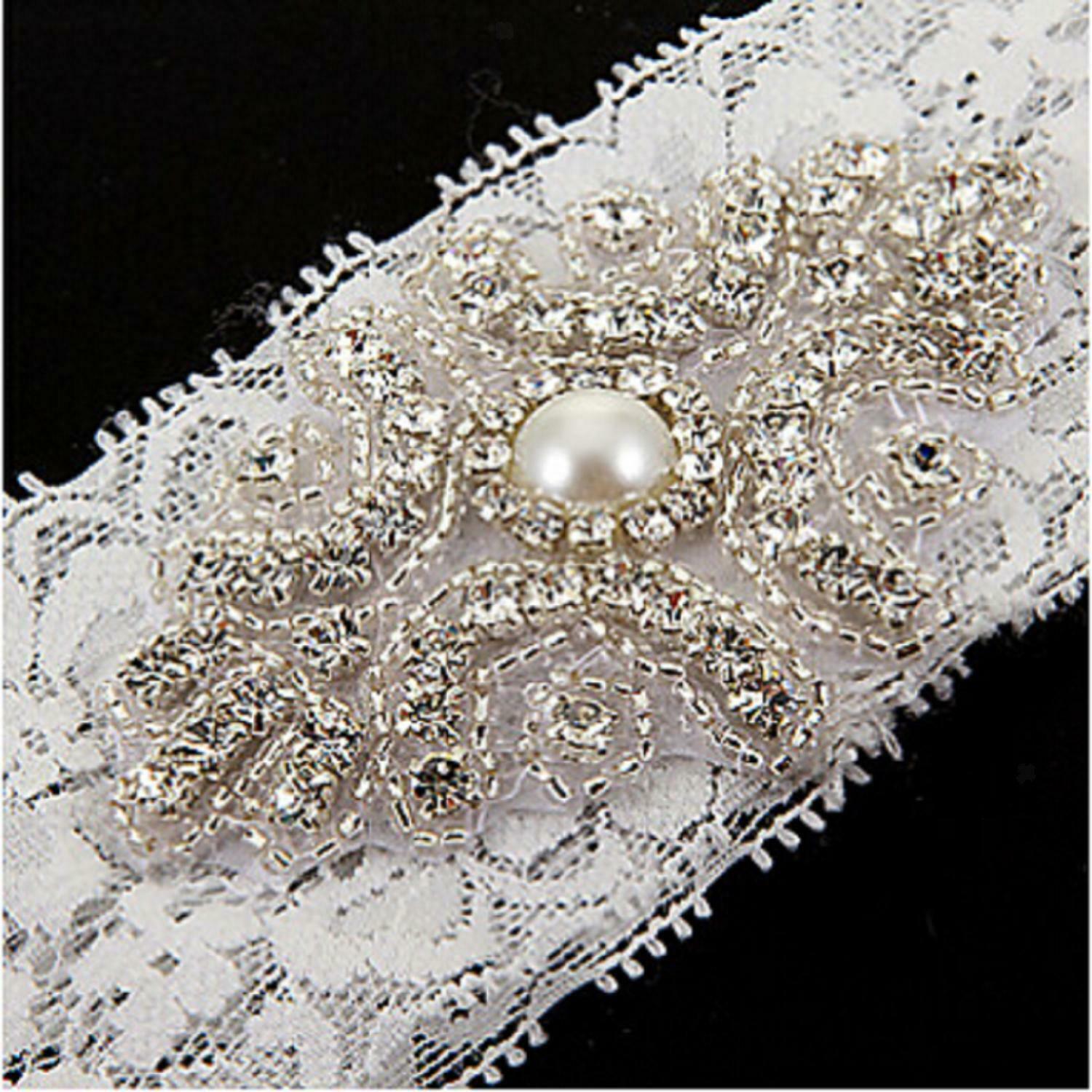 Lovely Stretchy Crystal Rhinestone Lace Bridal Garter Accessory