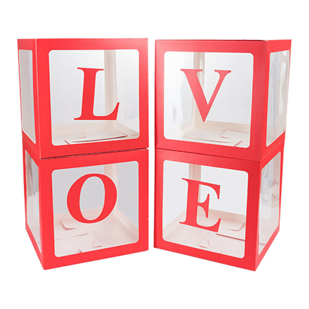 Latex Box for Wedding Party Decoration, Transparent Birthday Party Red