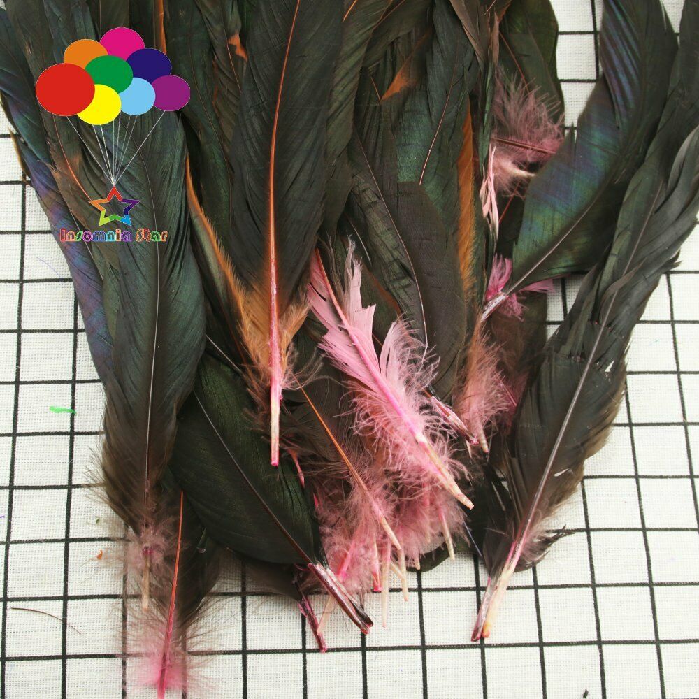 Pink dyeing 100 Pcs 12-14 Inch/ 30-35 cm Cock Chicken Tail natural Feathers