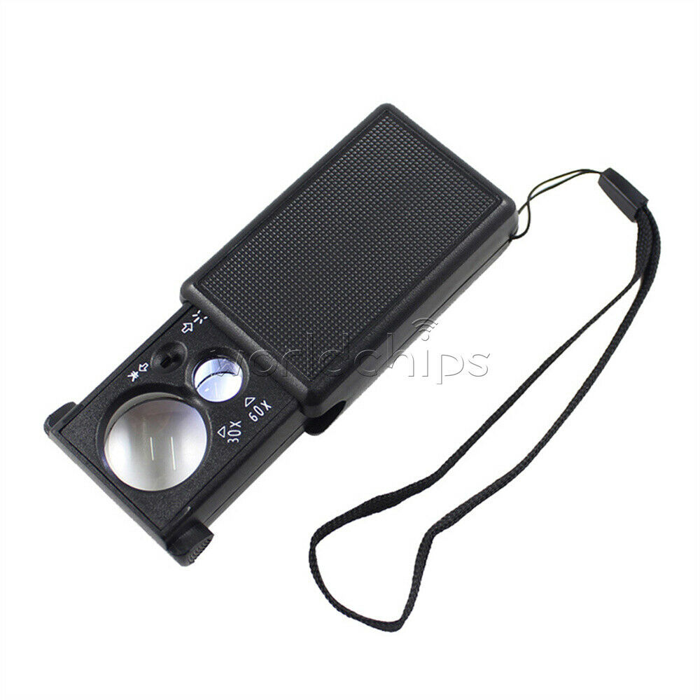 LED 30/60X Magnifying Glass with Light Handheld Magnifier Magnifying Glass Lens