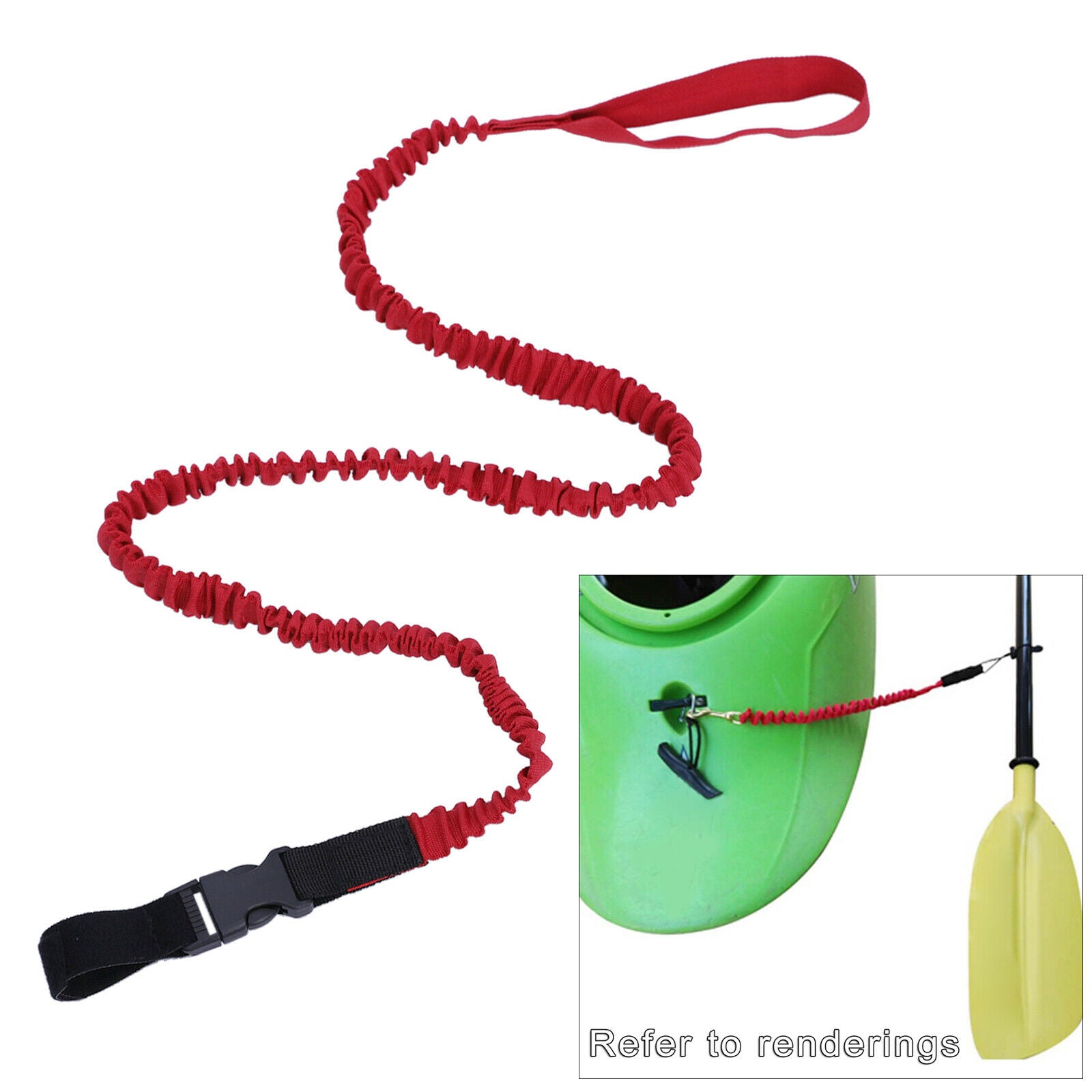 Kayak Paddle Leash Elastic Coiled Bungee Fishing Rod Holder Kayaking Canoe