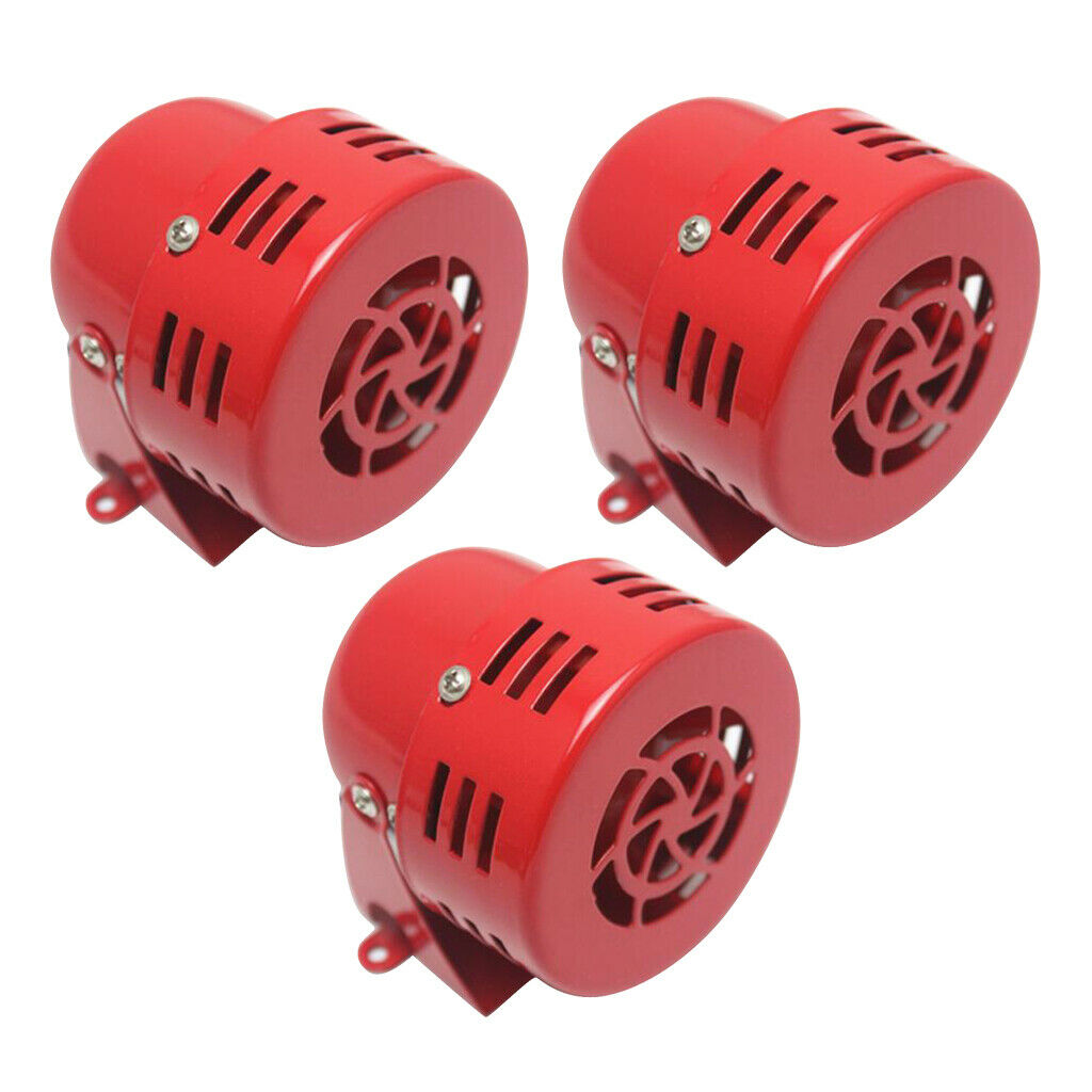 3x 3'' Metal Car RV 1950's Electric Motor Driven Air Raid Siren Horn Red
