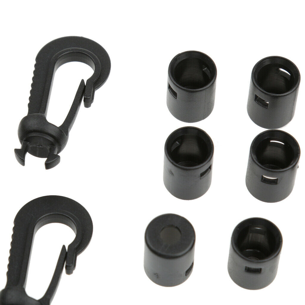 10 Black Kayak Boat Canoe Dinghy  Shock Cords End Snap Hooks Bag Clips