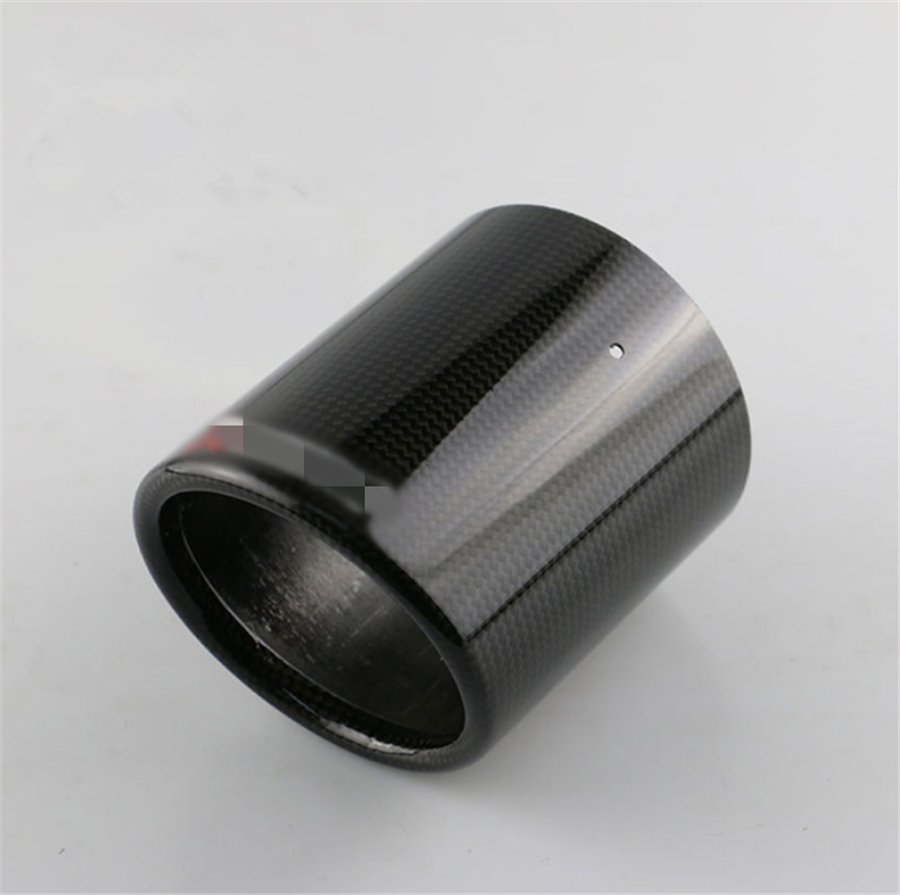 1x Gloss Black Carbon Fiber Car Exhaust Tip Muffler Pipe 51mm inlet 89mm outlet