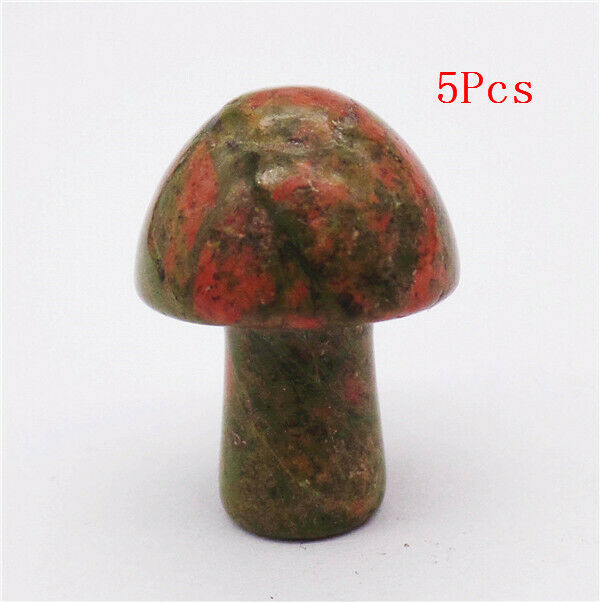 5Pcs 21x15mm Natural Unakite Jasper Carved Mini Mushroom Massager Healing HH7722