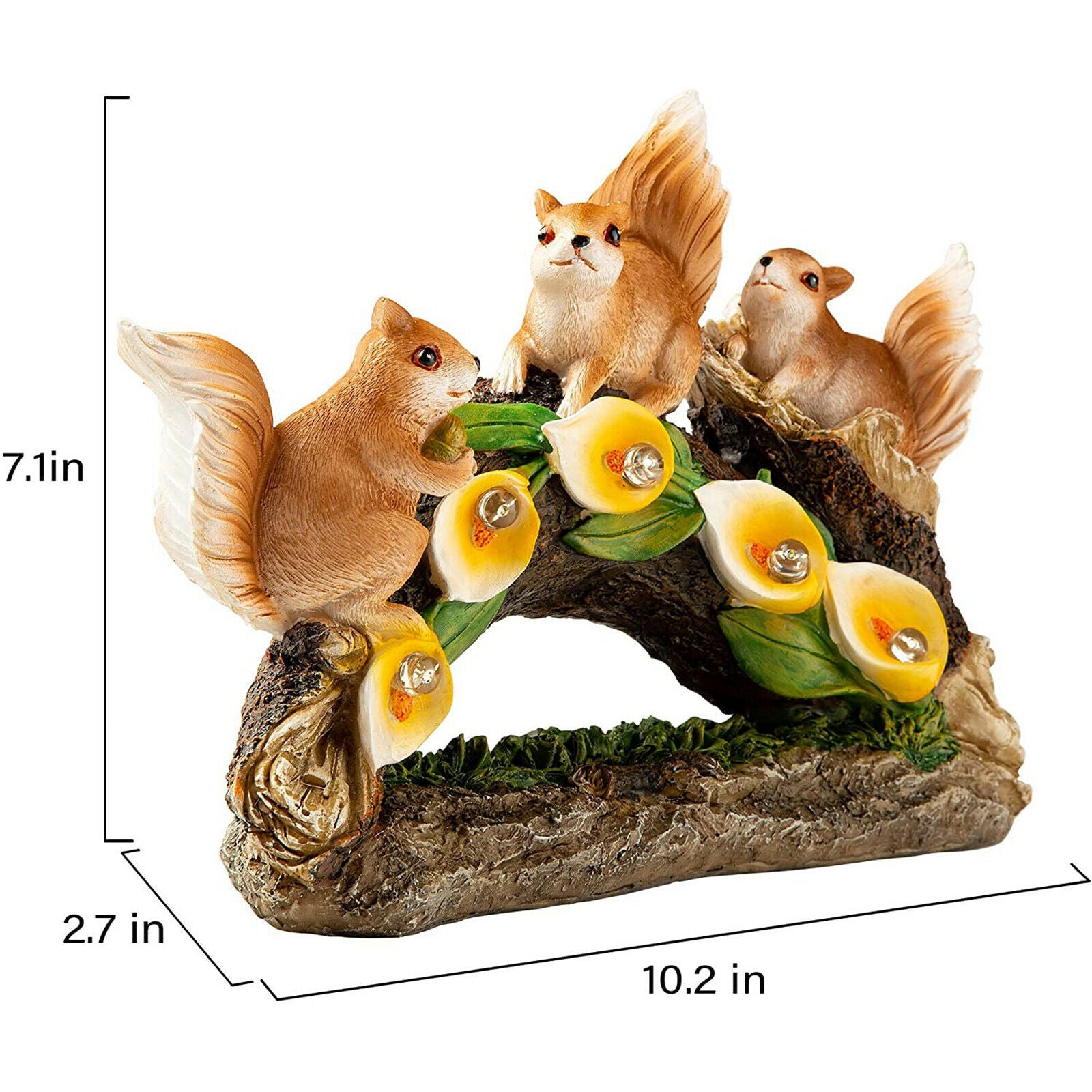 Squirrel Statue Waterproof Solar Powered for Garden Yard Ornament Fall Decor