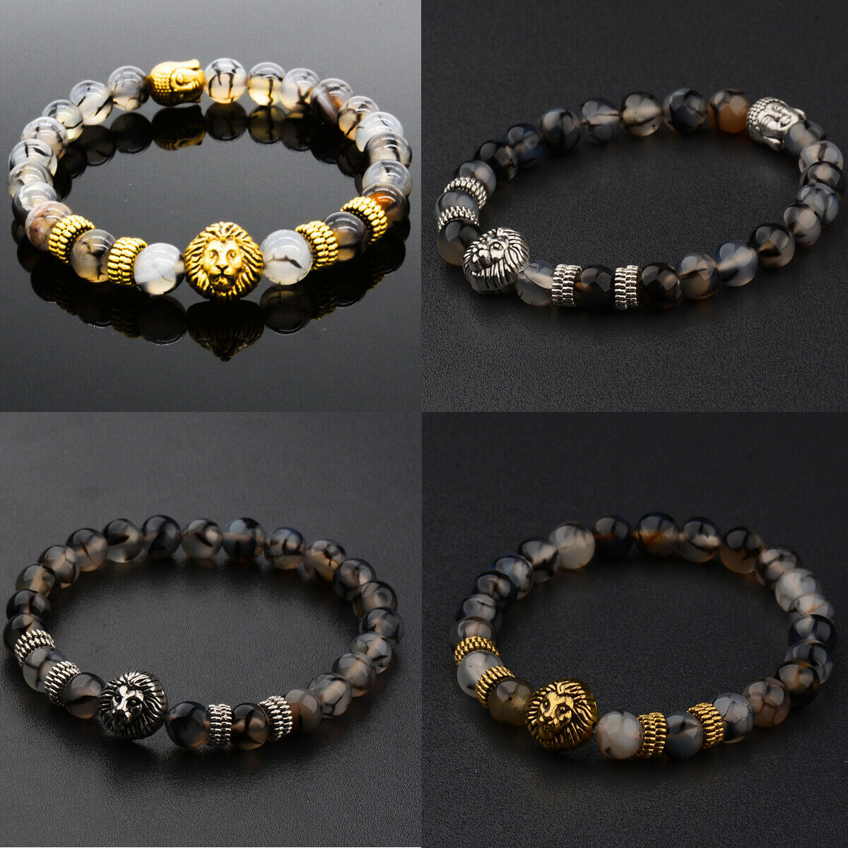 Wholesale Lots 15 Pcs Mixed Bracelets Natural Stone Stretch Women Men Bracelets