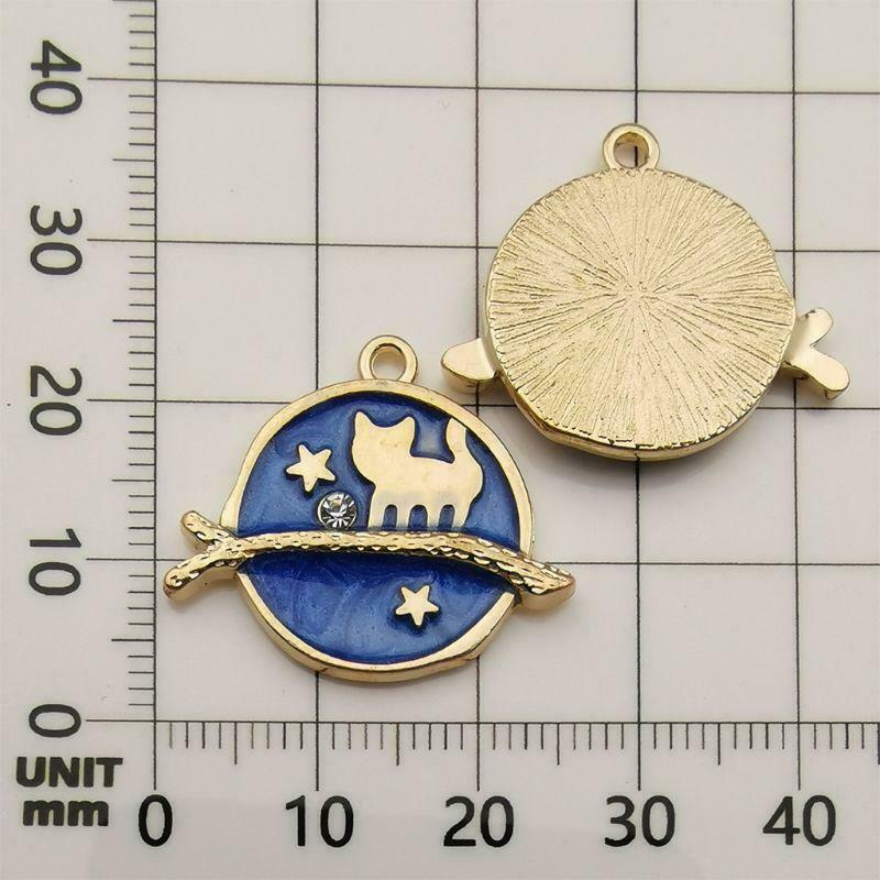 24 Pcs/pack DIY Jewelry Accessories Drop Oil Alloy Small Pendant Bracelet Moon