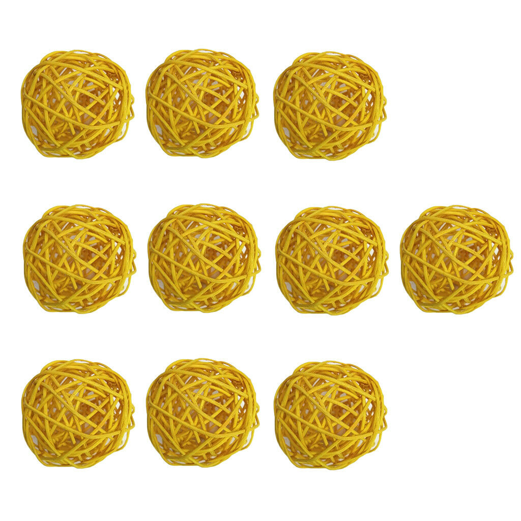 10pcs 5cm Rattan Wicker Balls Christmas Wedding Table Florist Decor Yellow