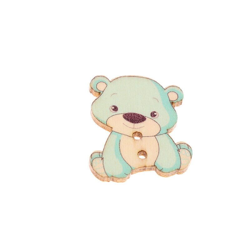 50pcs cartoon Color bear wooden buttons children education handmade stickersFCA