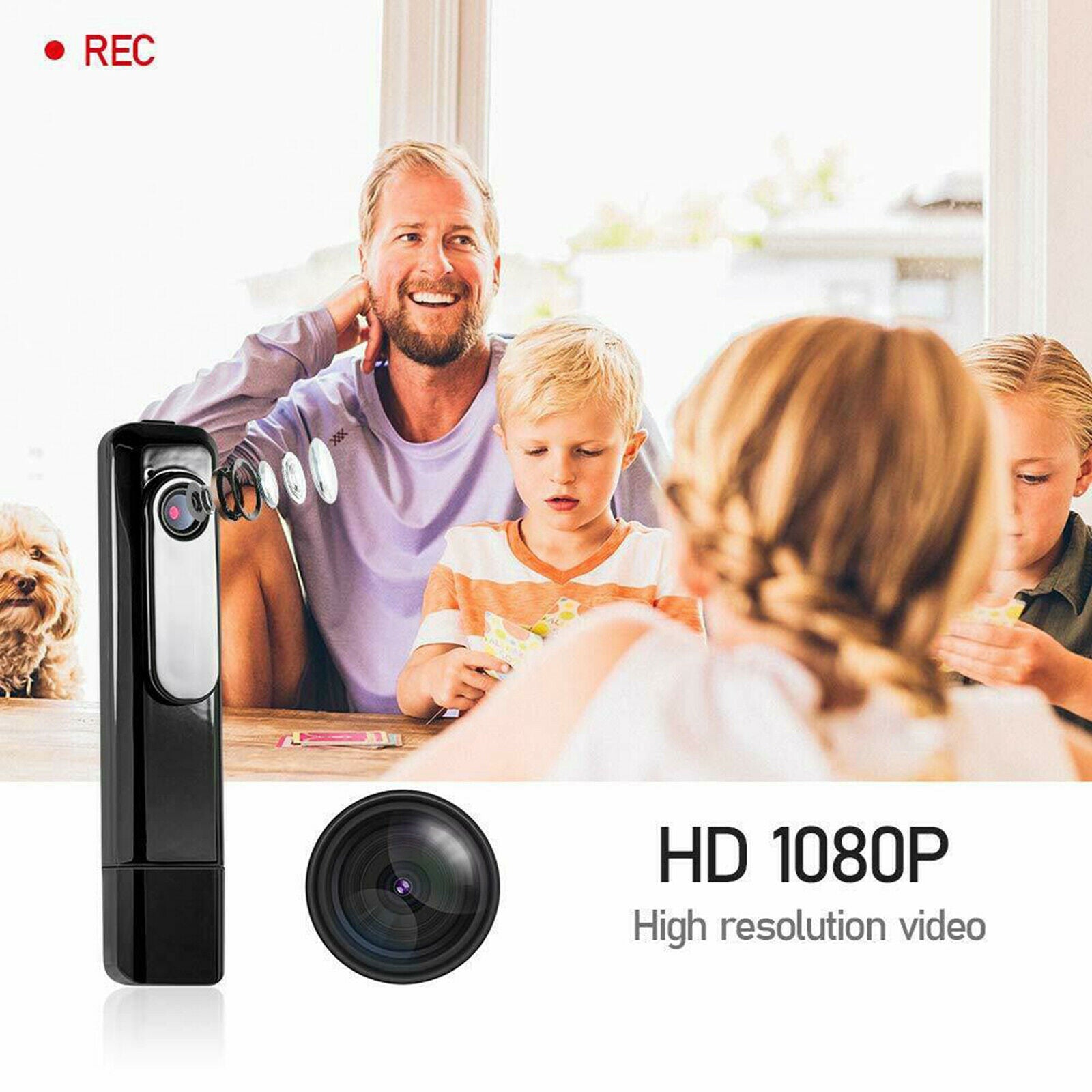 Portable Wifi Full HD Mini Camera with Back Clip for Home Office Outdoor