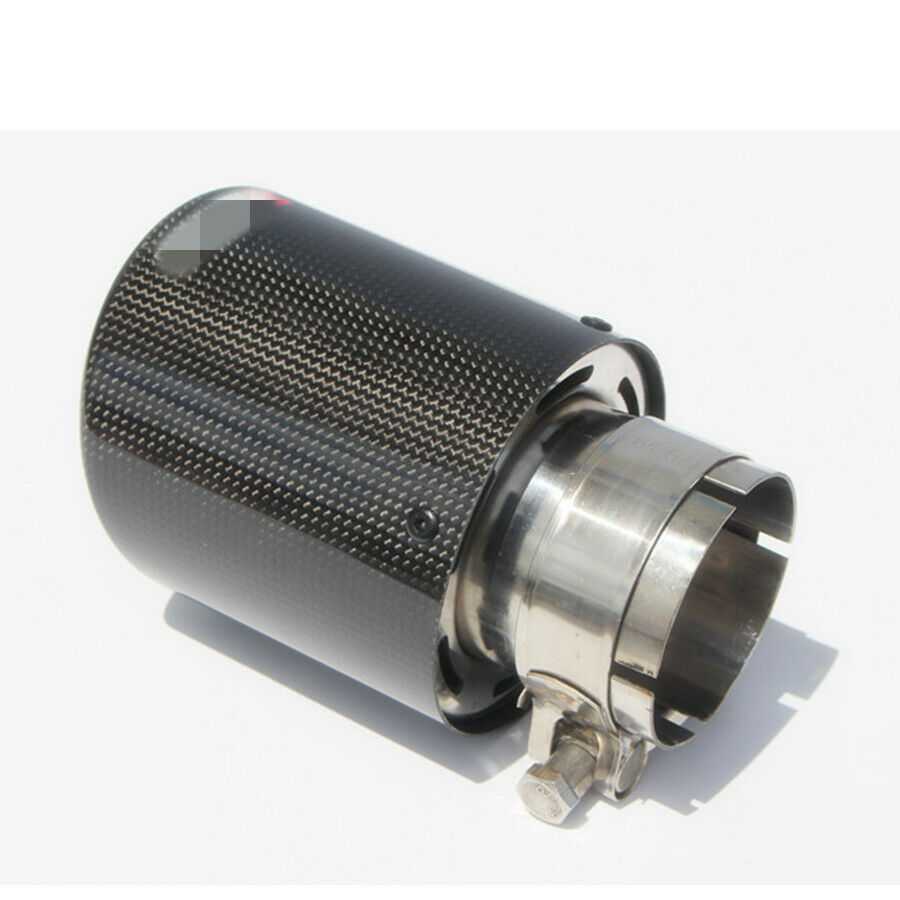 1 Pc 76mm/3" Inlet 114mm/4.5" Outlet Black Steel+ Carbon Fiber Car Exhaust Pipe