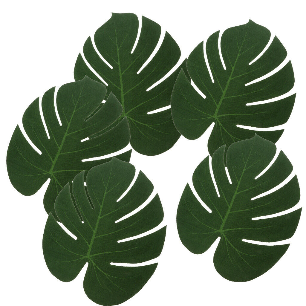 5pcs Artificial Leaf Place Pad For Hawaiian Summer Party BBQ Decor