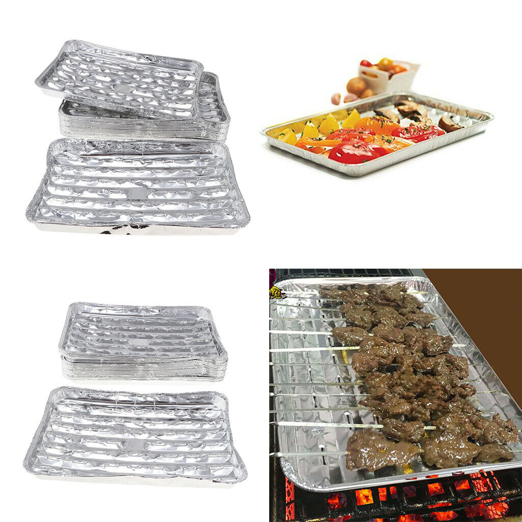 40x Disposable Aluminum Foil Pan Grilling Trays Cake Baking Plate Picnic