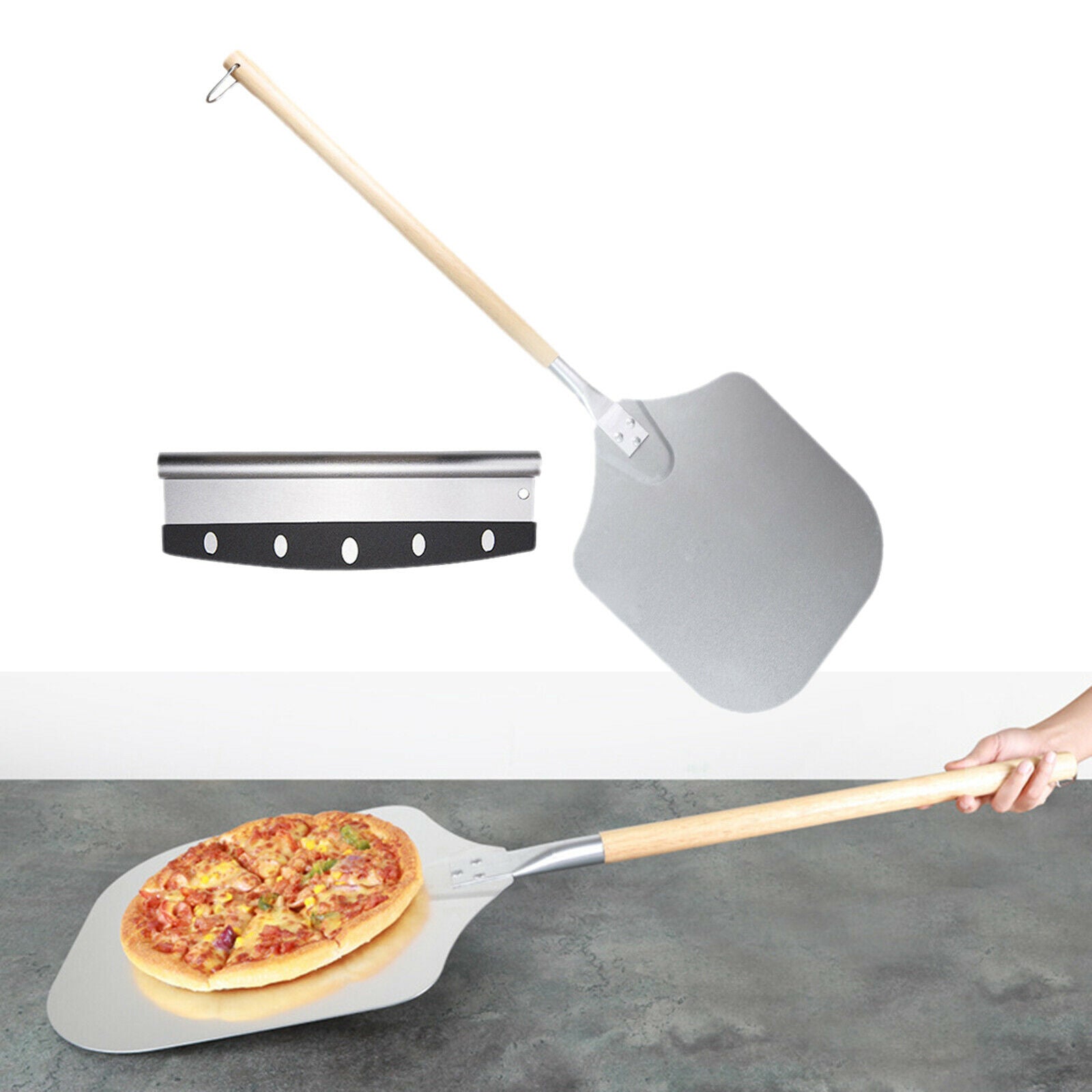 Aluminum Alloy 90cm Pizza Peel Pizza Transfer Spatula Cake Lifter Paddle
