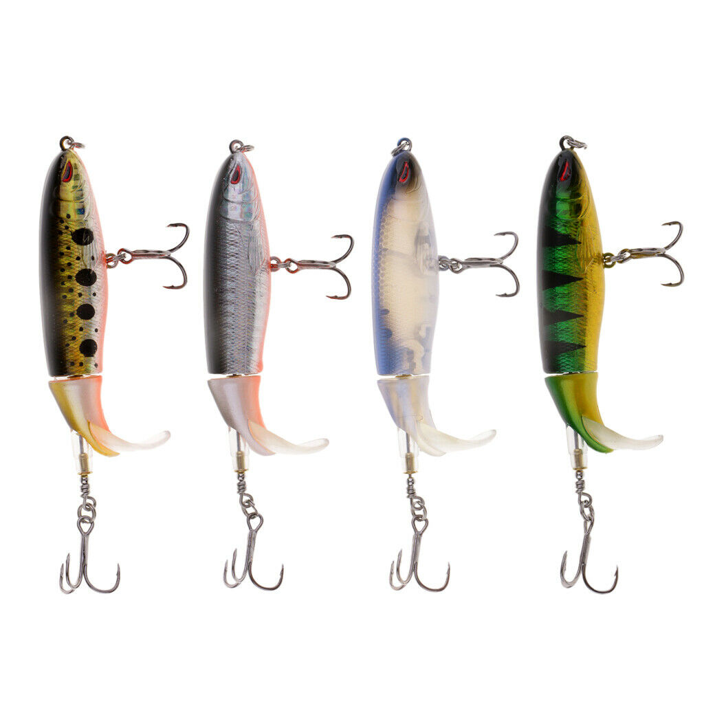 2 Pieces Popper Lures, Lifelike Topwater Fishing Lure Crankbaits with Plastic
