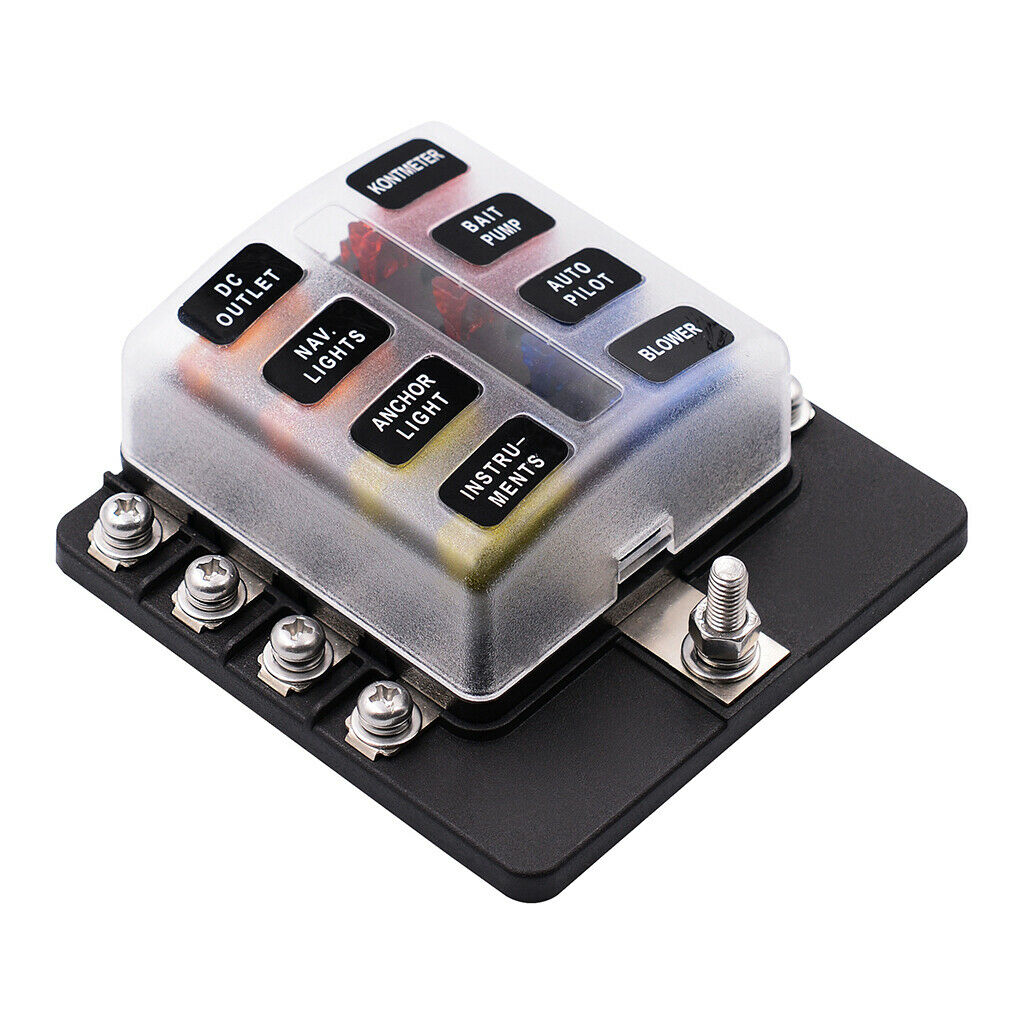 6 & 8 Way Circuit Standard ATO ATC Blade Fuse Box Block Holder Stud Terminal