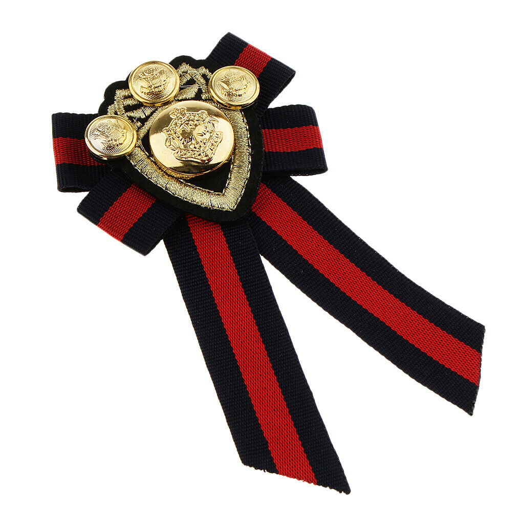 Pre-tied Bowknot Brooch Fabric Bow Tie Men Wome British Badge Stripe 4Pcs