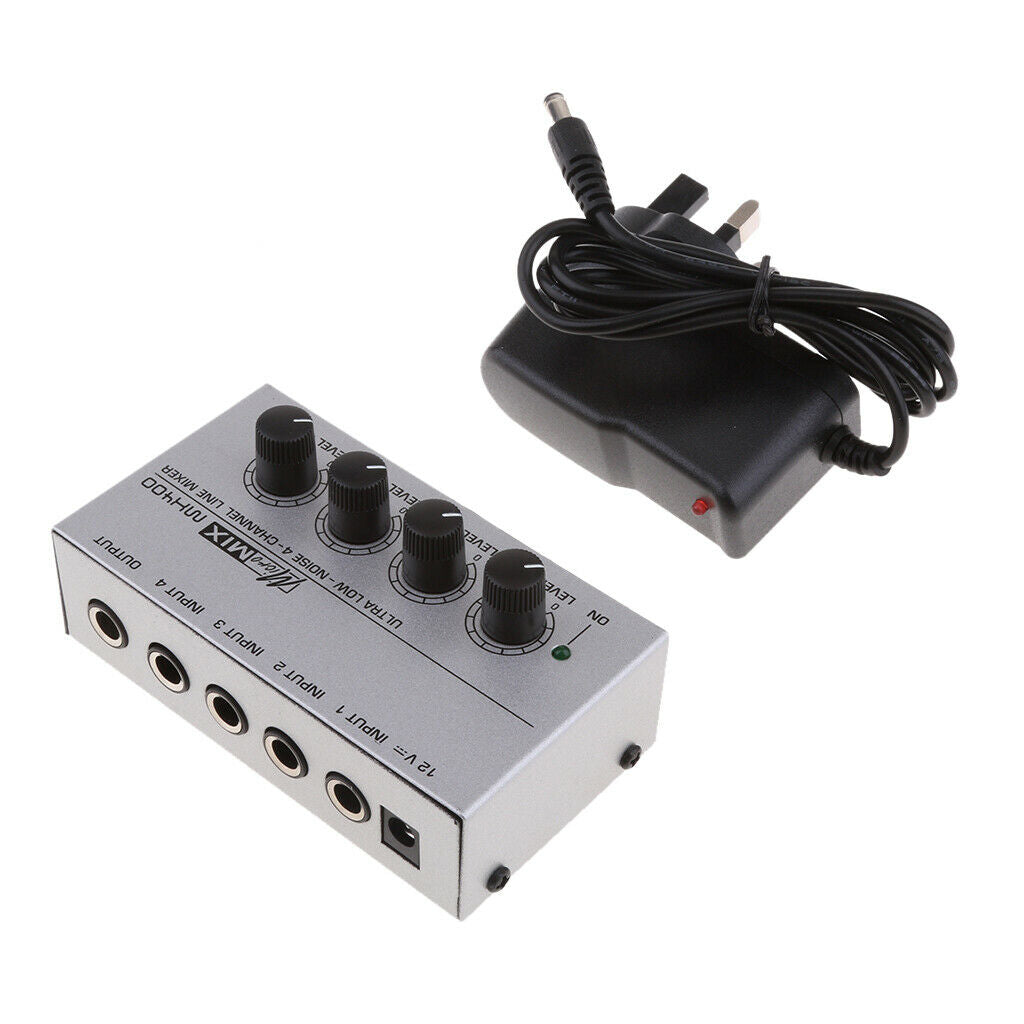 Universal Audio Mixer Stereo Sound Console 4 Channel TV Microphone UK Plug