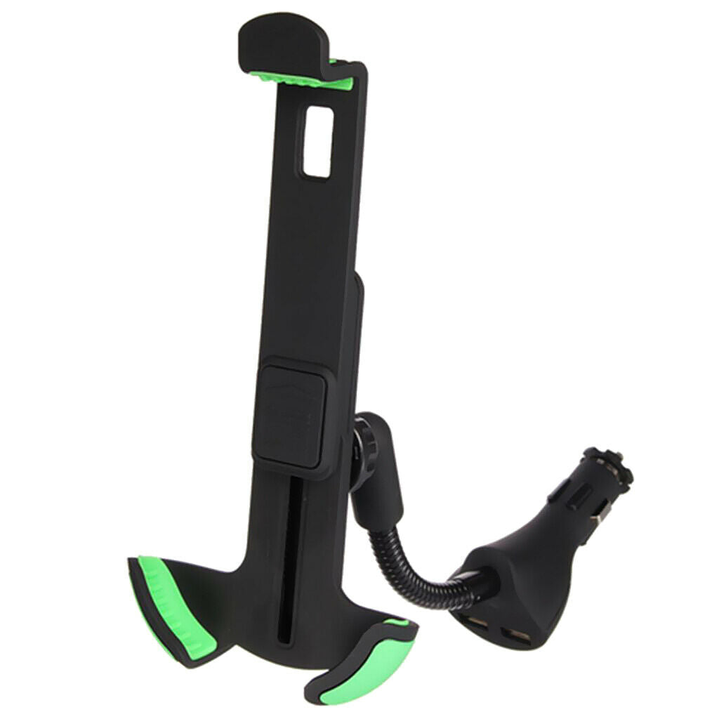 Car Phone Stand Holder Dual USB 2.1A Quick Charger Current Protection Black