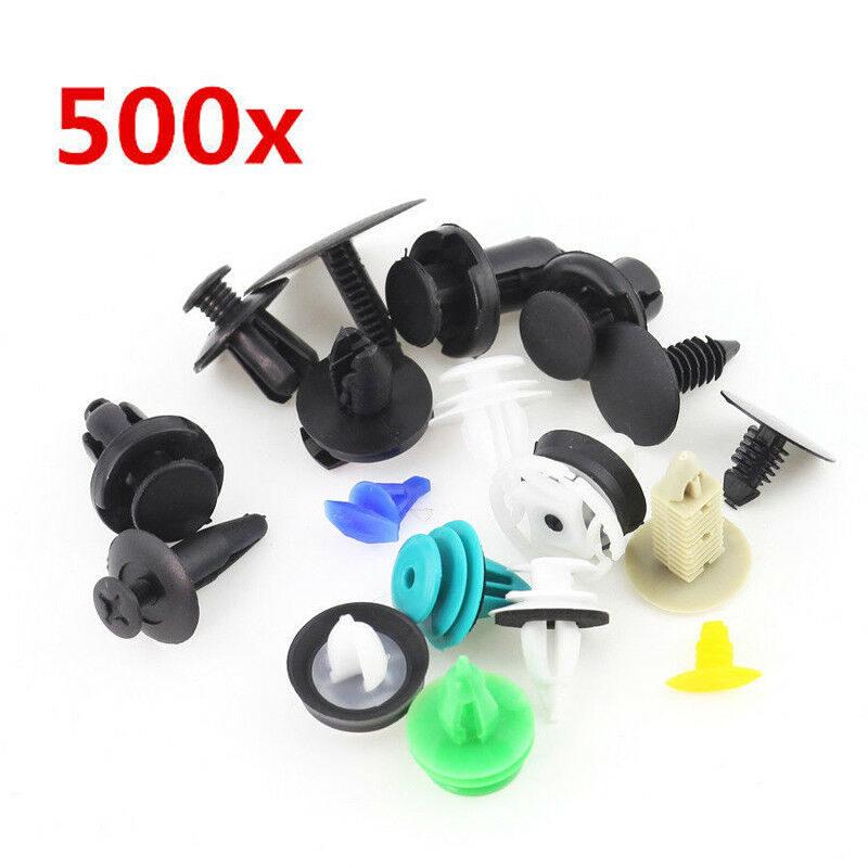 500PCS Mixed Car Fastener Clip Door Panel Trim Bumper Fender Push Rivet Plastic