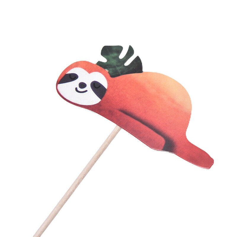 4pcs Cute Creative Sloth Decor Cake Insert Card Cake Topper Set Birthday .l8