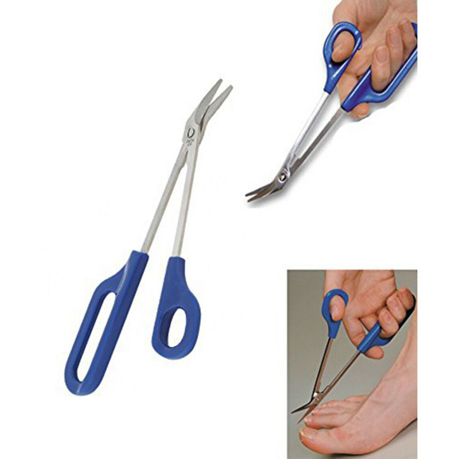 Toe Nail Scissors Clippers Extra Long Reach Handle Pedicure Product Blue