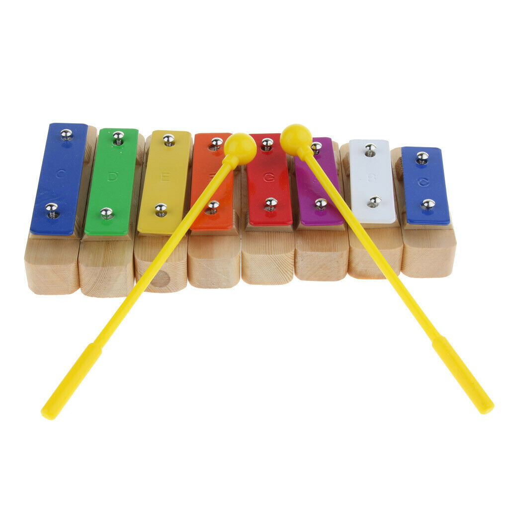 Finest 8 Notes Xylophone with 1 Pair Sticks for Kids Preschool Percussion Toys