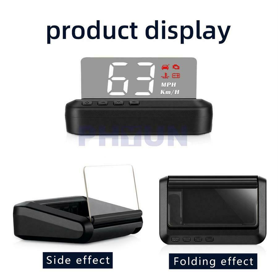 New OBD2 HUD Car Head Up Display Mirror Projecting Speed Water Temp KMH MPH RPM