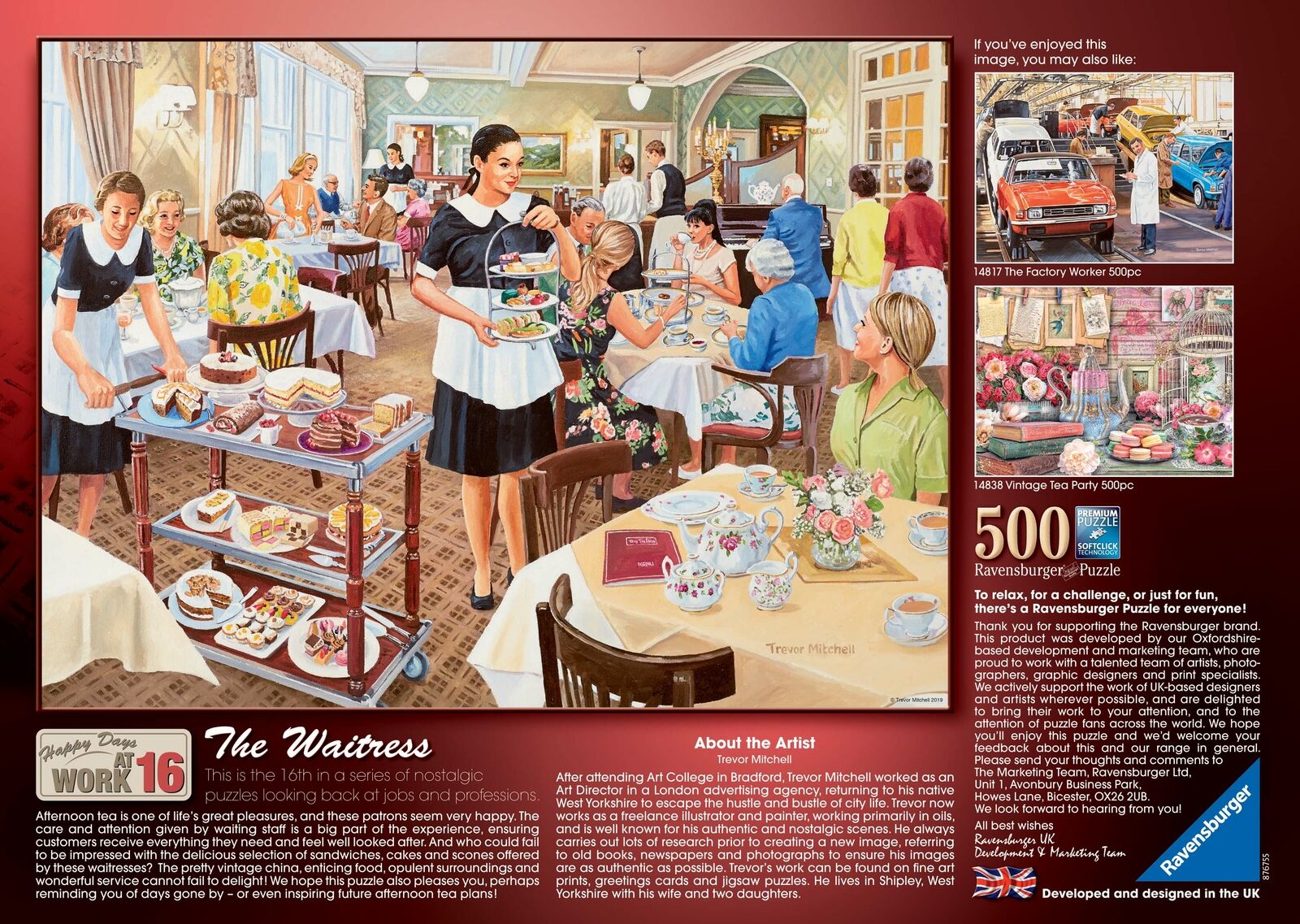 14818 Ravensburger The Waitress Jigsaw Puzzle Happy Days at Work 500 Pieces