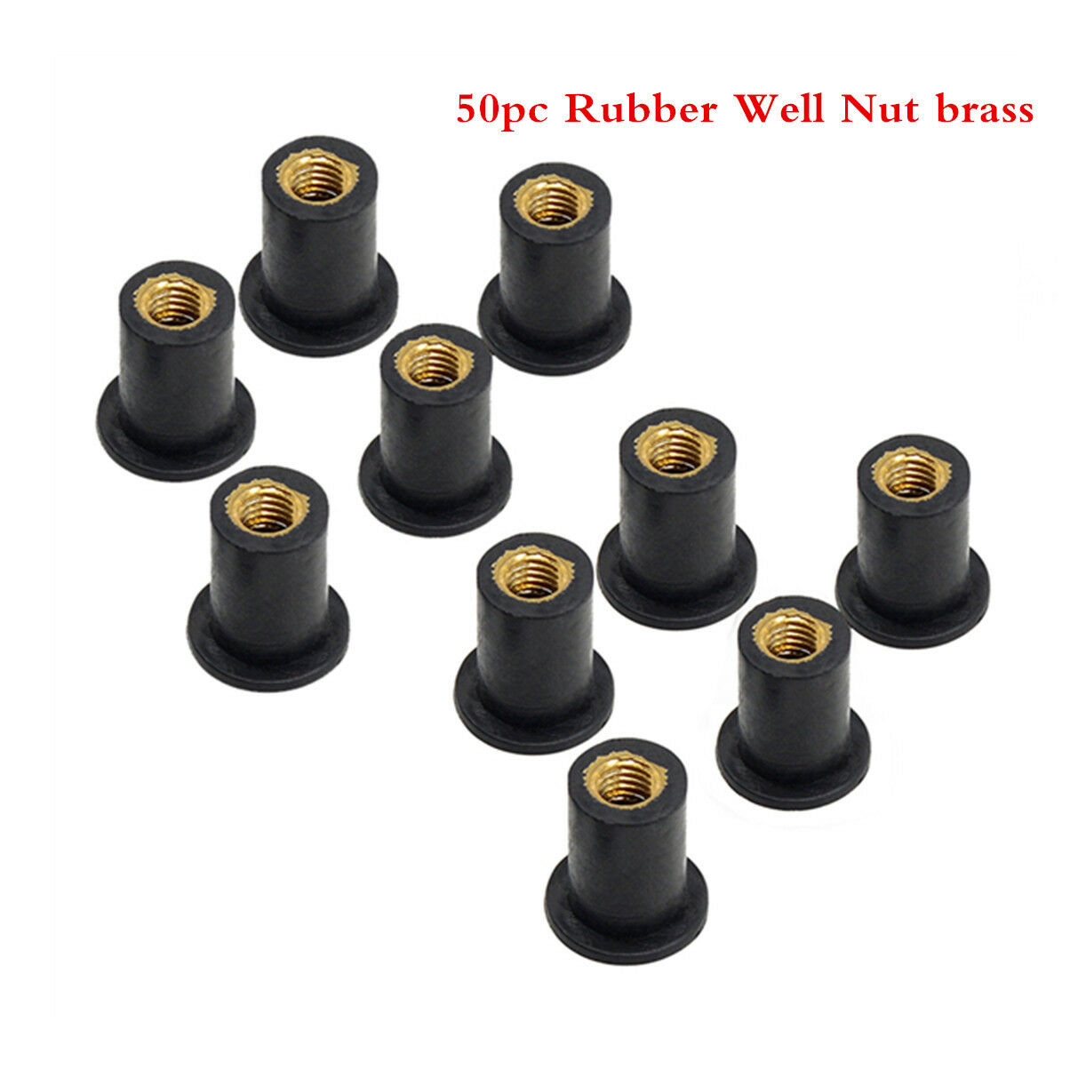 50pc M5 Rubber WellNut 5mm Metric Motorcycle windscreen Well Nut Wellnuts Brass