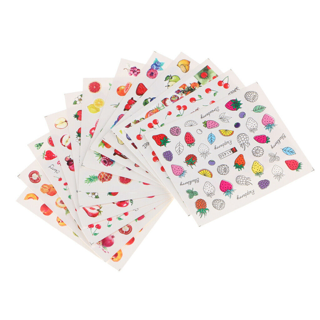 24 PCS Different Styles Pattern Flower Fruits DIY Nail Art Stickers Decals