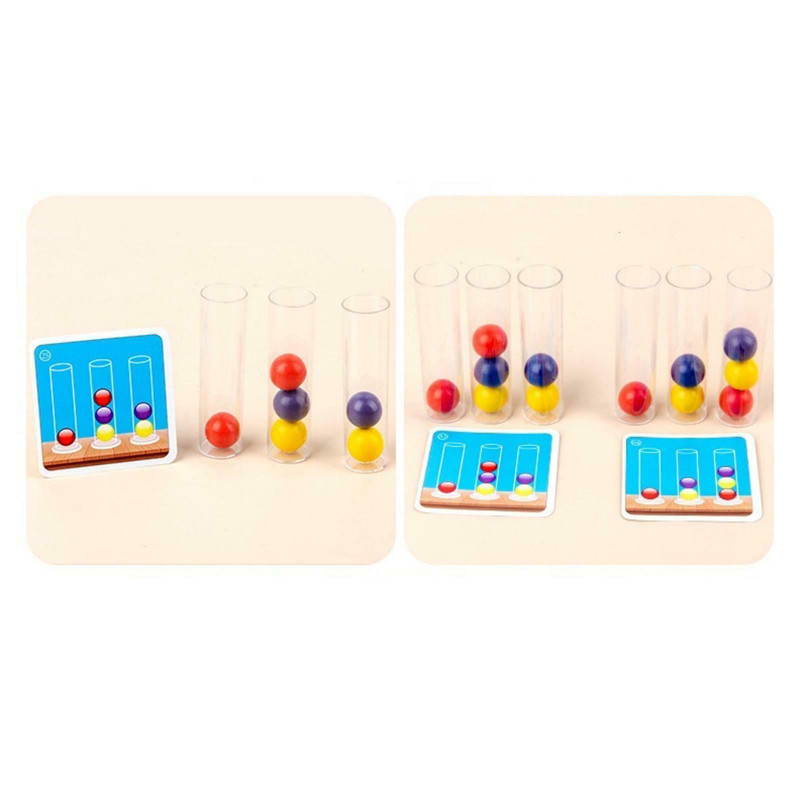 Montessori Wooden Bead Game Fine Motor Skill Test Tube Clip Beads Toys