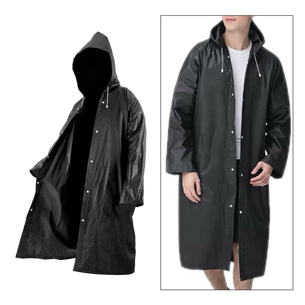 Packable Long Hooded Rain Jacket Waterproof Lightweight Raincoat Poncho