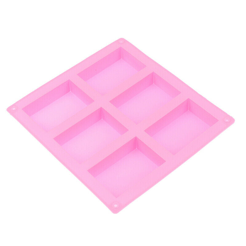 6 Cavity Square Rectangle Soap Mold Silicone Craft DIY Handmade Candy Cak.l8