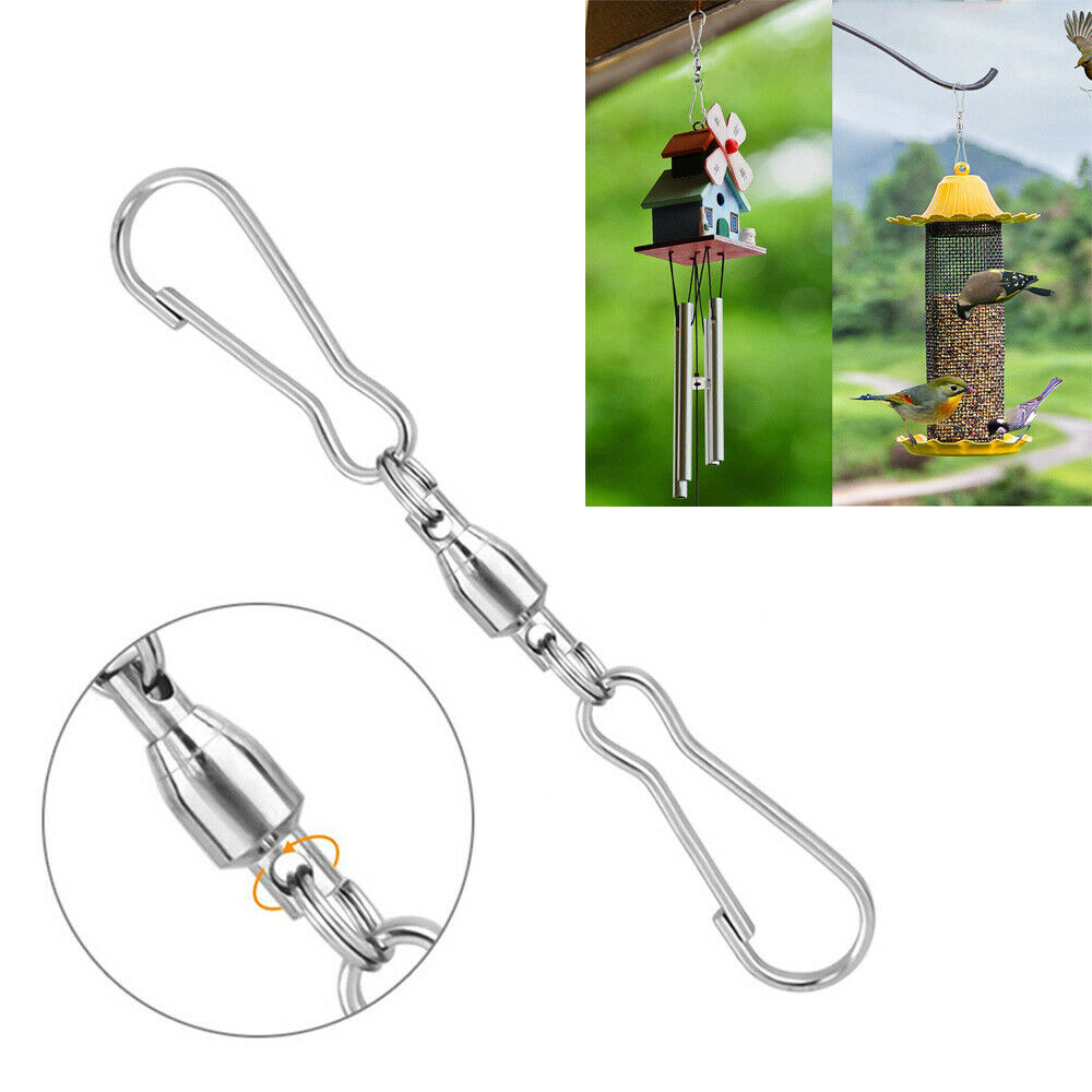 10Pcs Stainless Steel Wind Chime Feeder Rotating Hook Hanging Clips Connection