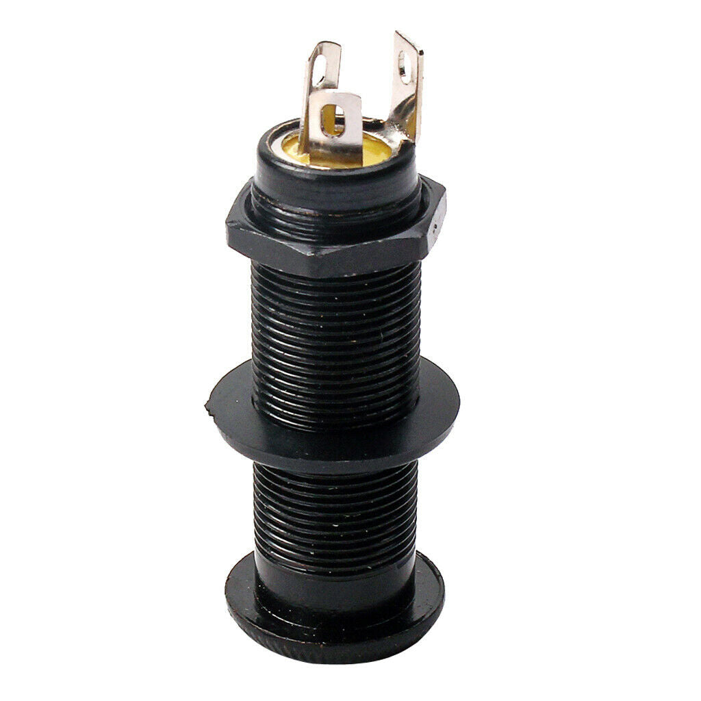 Cylinder Flush-mounted Stereo Output Socket for Bass Guitar Black Metal Parts A.