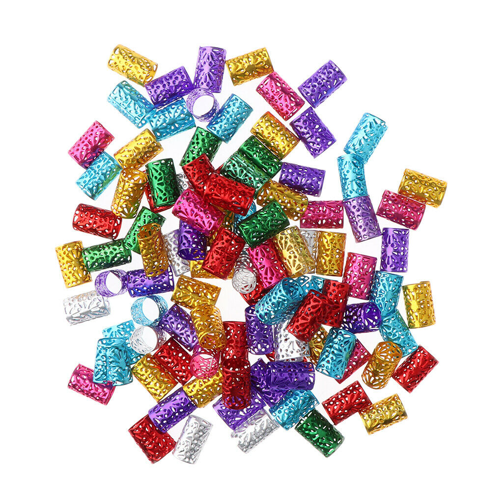100x Hair Cuffs Aluminum Dreadlock Beads Bulk DIY Hairstyle Braids Ponytail