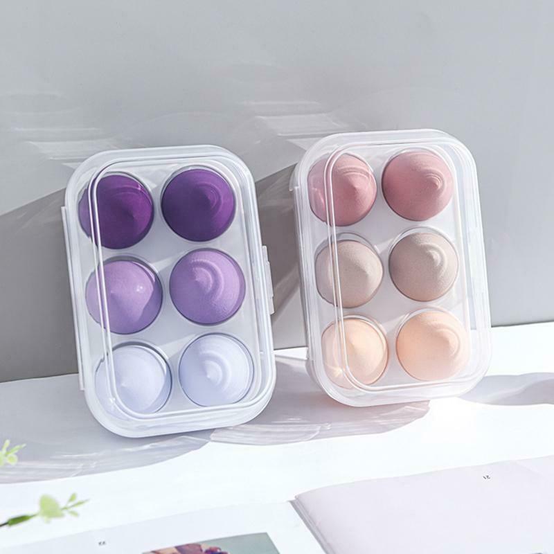 Transparent 6 Grids Travel Beauty Powder Puff Storage Box Makeup Egg Drying Case