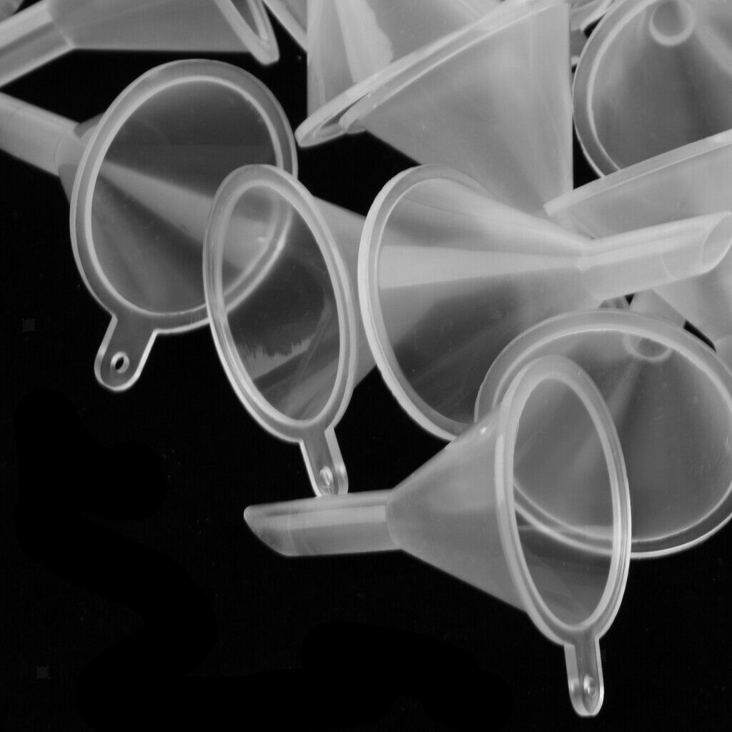 50x Clear Mini Funnels for Filling Transfer Small Perfume Essential Oil Bottles