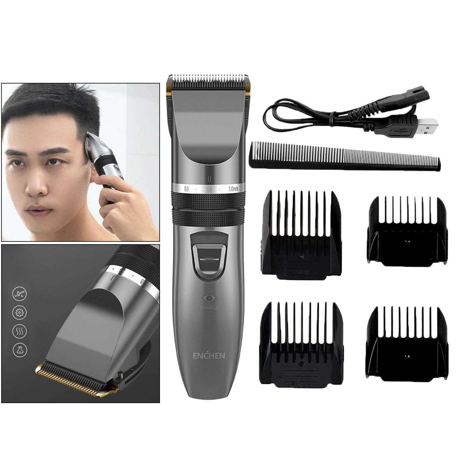 Family Boys Men's Electric Hair Clipper & Accessories Rechargeable White