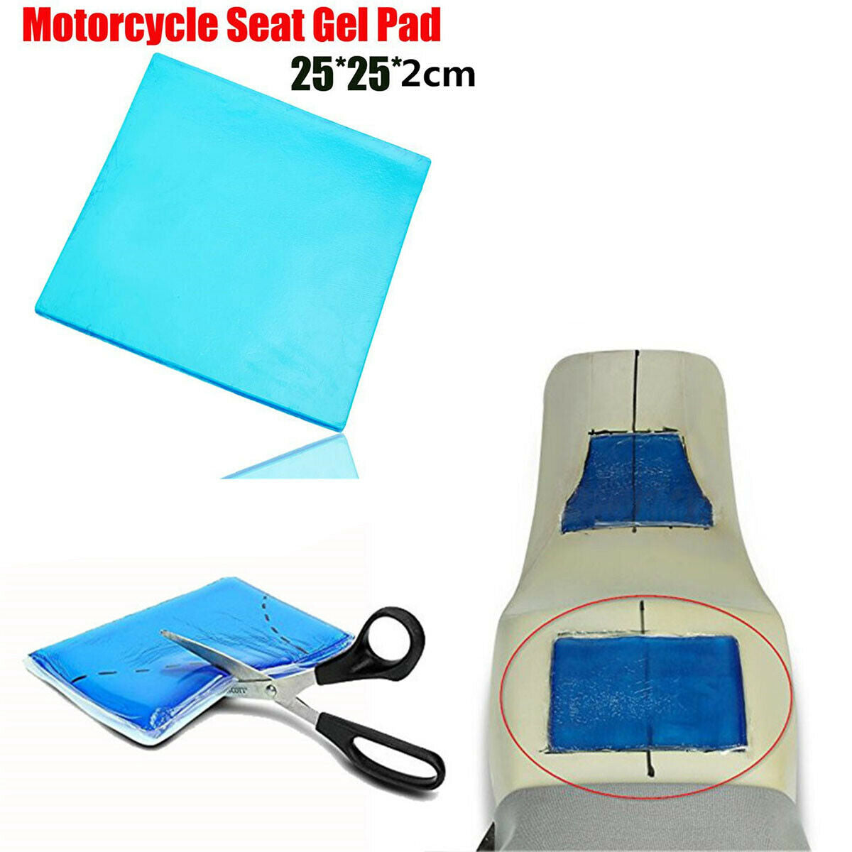 DIY shape Ultra Comfort Gel Motorcycle cushioning Seat 2cm Thickness 25x25cm