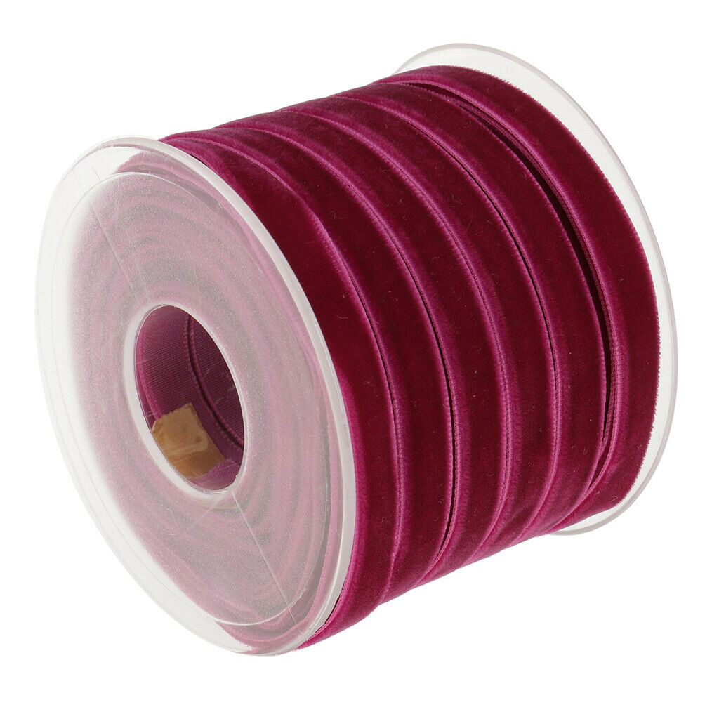 20 Yard Decorative Velvet Ribbon Headband Clips Bow Decoration Craft fuchsia