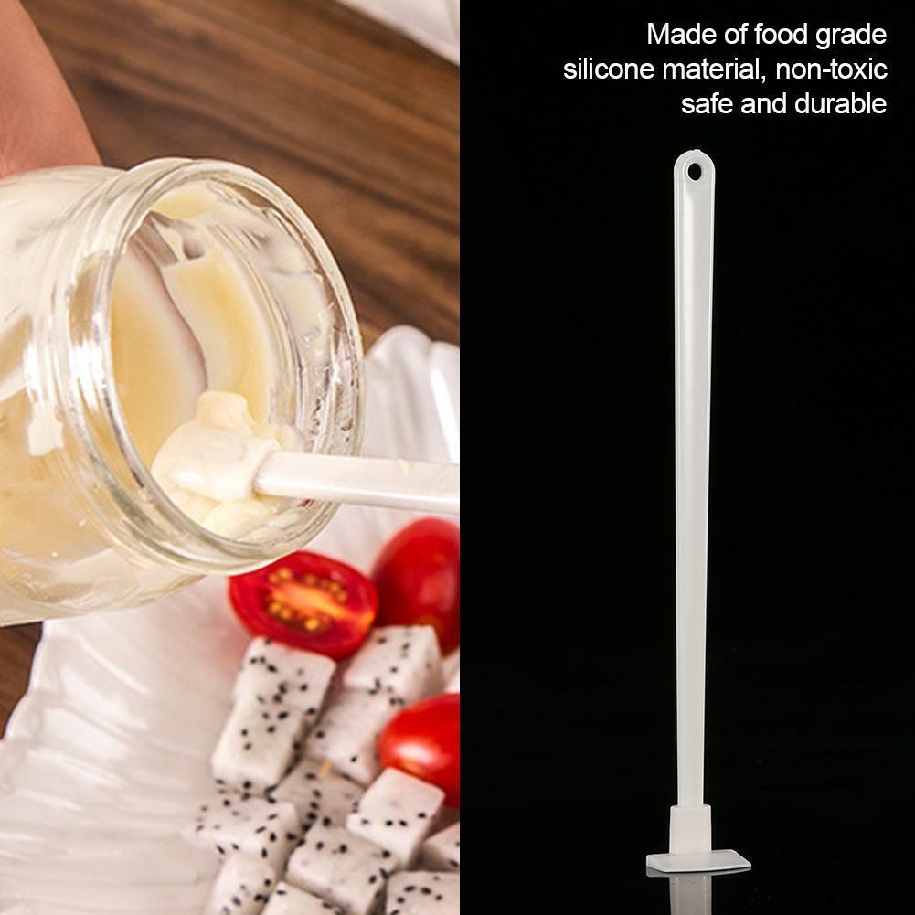 9" Last Drop Silicone Mini Spatula & Jar Scraper Scoop Long Handle Tool- White.
