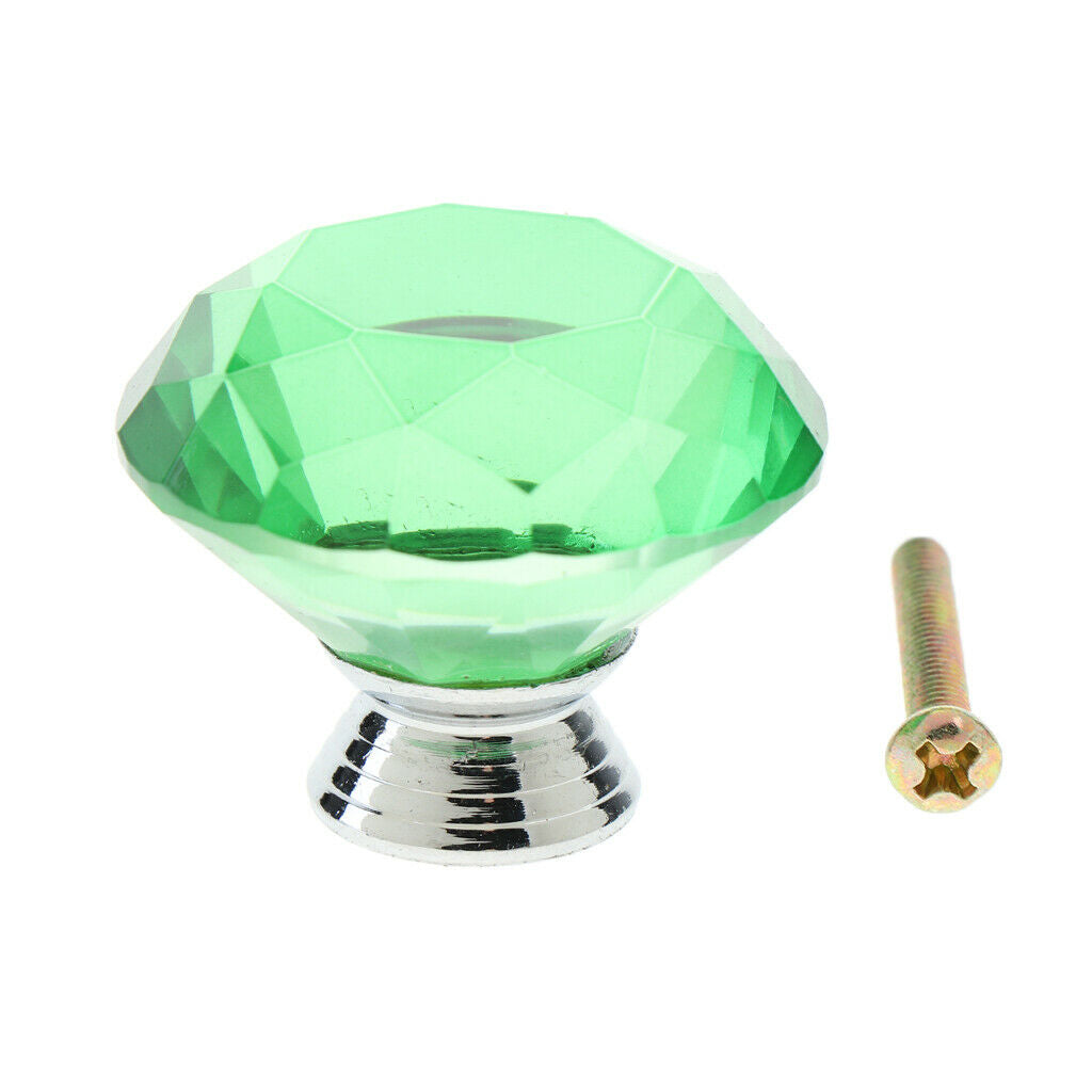 Crystal Diamond Shaped Door Handle Cabinet Cupboard Pull Knob Handle Green